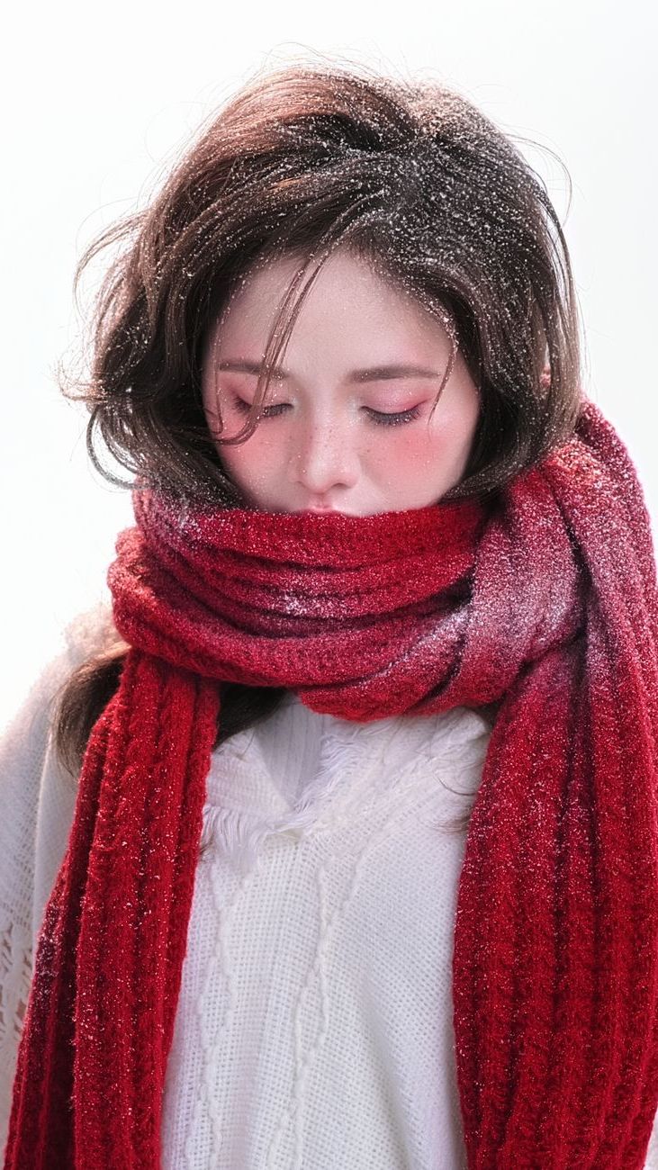 Wie man im Winter einen langen gestrickten Schal trägt und für Mädchen stilvoll aussieht